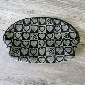 Brighton‎ Canvas Heart Pattern Cosmetic Accessory Bag Black Gray Small